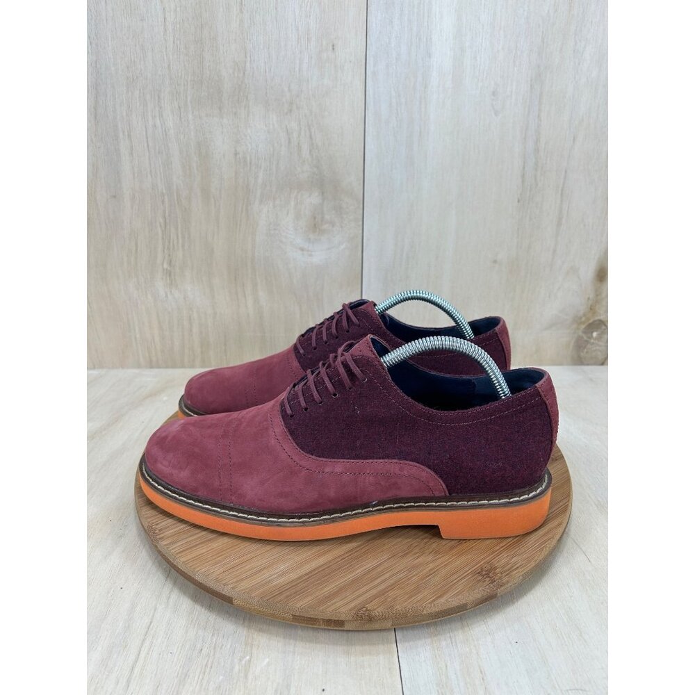 Cole Haan Nike Air Harrison Maroon Orange Leather Oxford Dress Shoes Mens 8